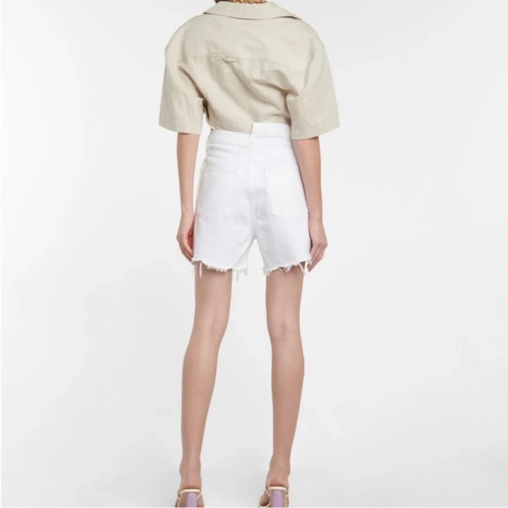 NWT Agolde criss cross element white jean denim long shorts size 31 10 4” inseam